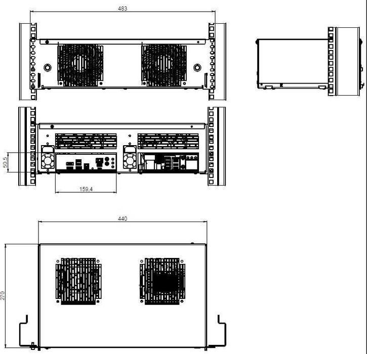 Obudowa RACK 19 cali 3U / R-CASE 5 / 2 x ITX, 2 x 1U flex ATX / RAW