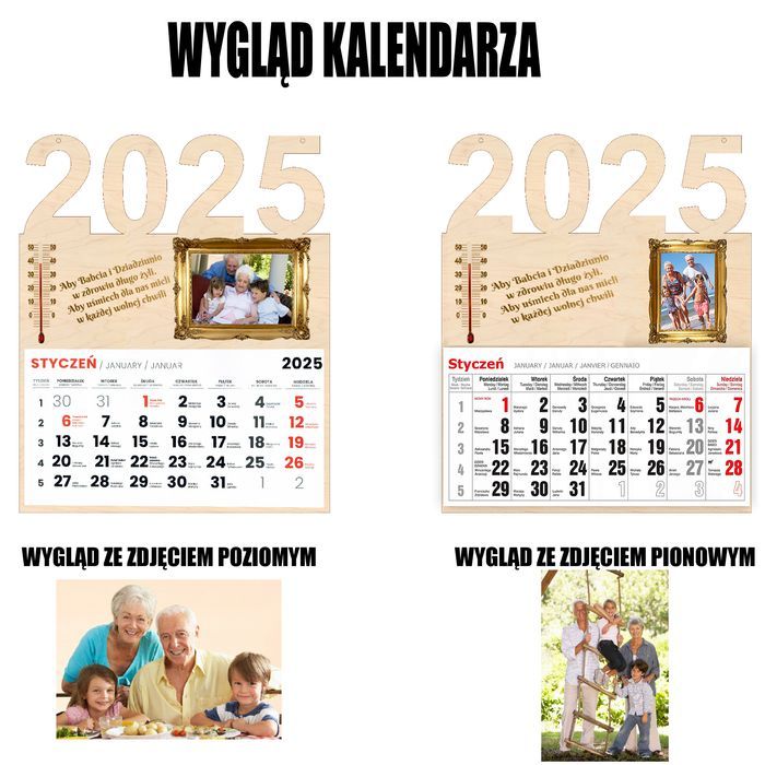 KALENDARZ na Dzień Babci Dziadka z dedykacją termometrem i zdjęciem