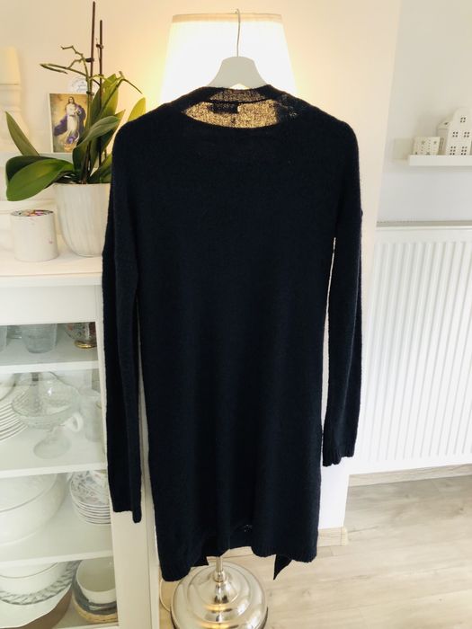 Granatowy sweter, długi sweter kardigan - S/M- 36/38