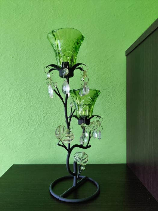 Świecznik z kryształkami