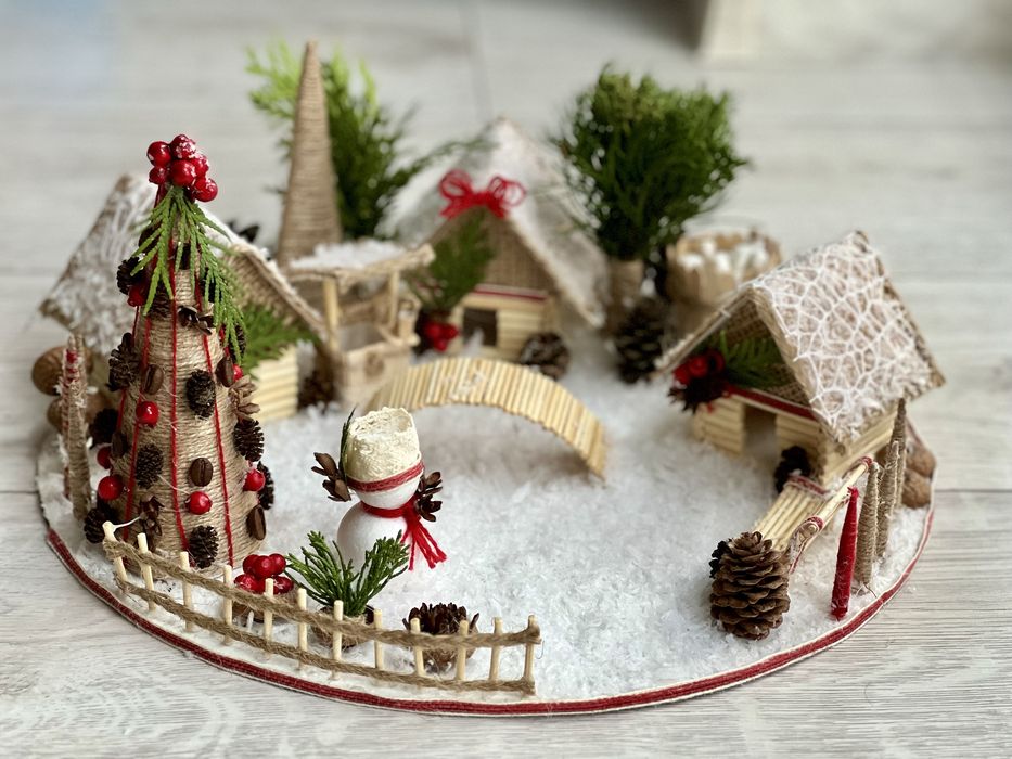 Зимові новорічні композиції, новогодние поделки, поробки, аплікаціі