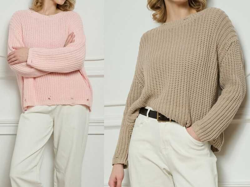 Project runway lemonada nowy bawełna sweter dziury pastelowy róż