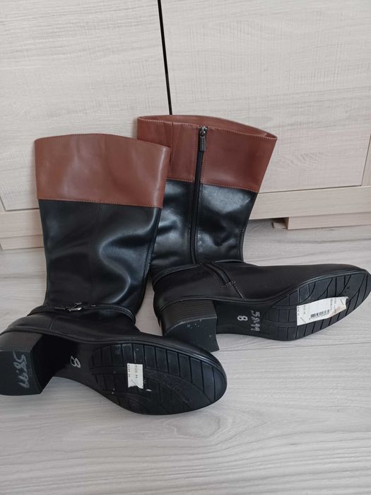 Buty zimowe kozaki skórzane