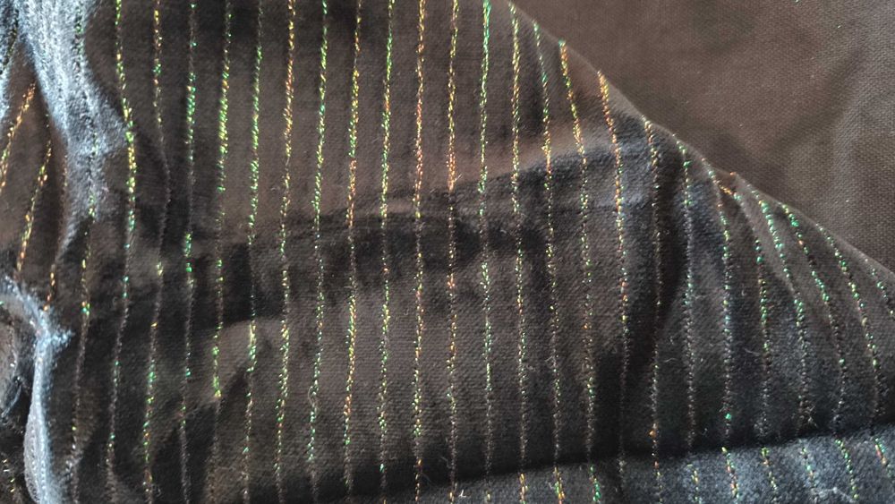 Велюр Оксамит Чорний Смужка Люрекс Відріз 6м 6 м Тканина Бавовна