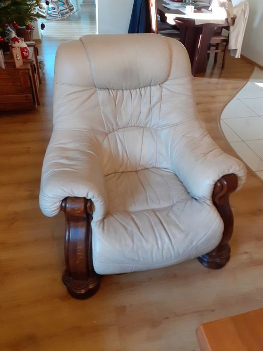 Komplet dębowy SKÓRA 3+2+1