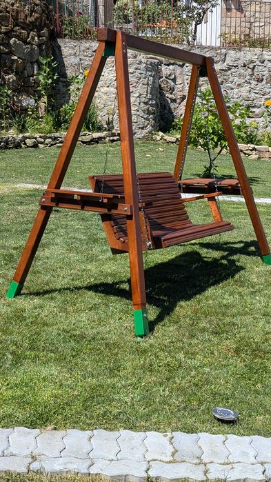 Baloiço jardim com banco - moderno, madeira maciça tratada,