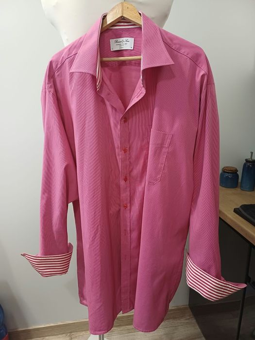 Śliczna malinowa koszula męska firmy Bosweel & Sons rozm 4XL/5XL.