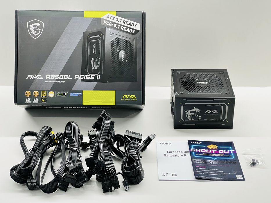 Fonte de Alimentação ATX MSI MAG A850GL PCIE5 II 850W ATX 3.1/PCIe 5.1 80 Plus Gold Full Modular