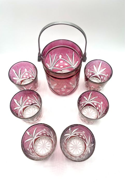 Conjunto copos cristal lapidados