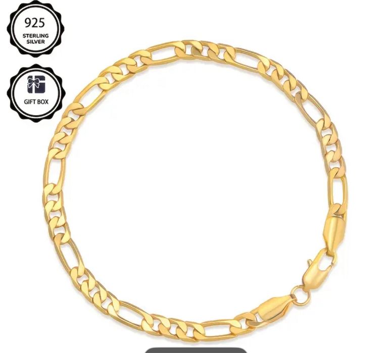 Fio e pulseira de prata dourada Lei925
