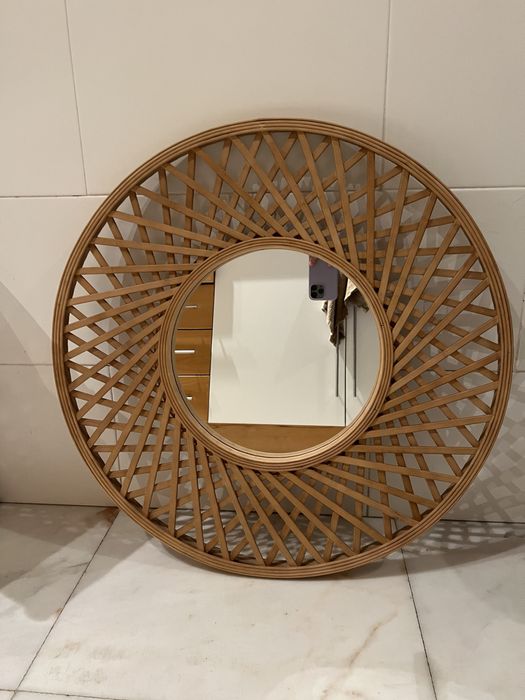 Espelho redondo madeira