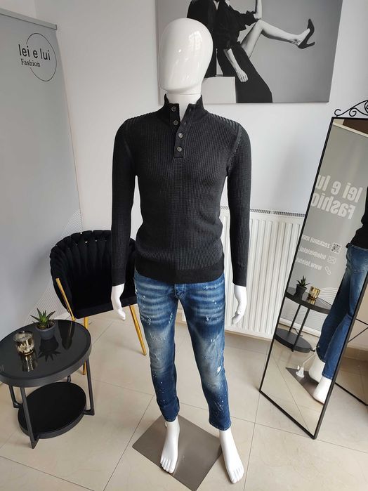 Sweter z wysoką stójką - antracytowy M
