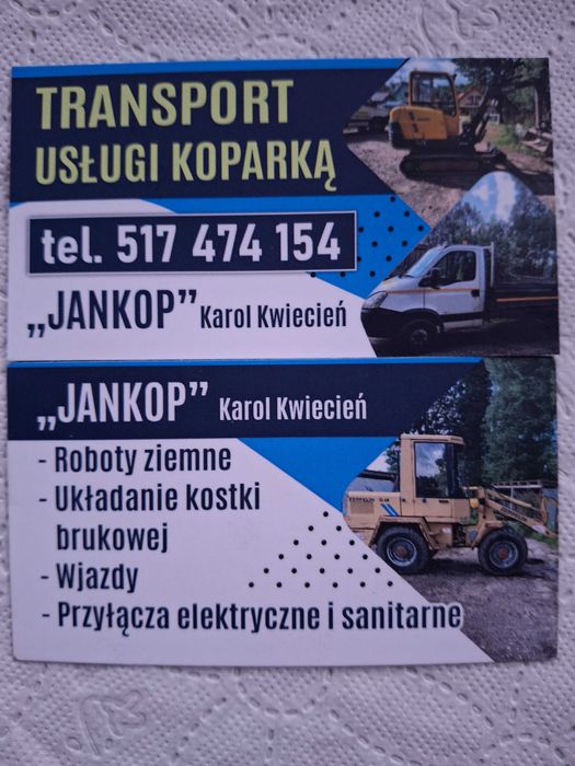 Usługi koparką transport