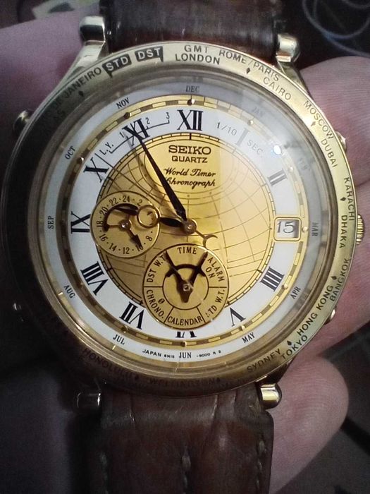 Seiko quartz world timer chronograph