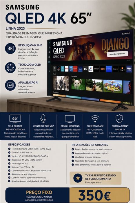 TB Samsung QLed 4K 65’