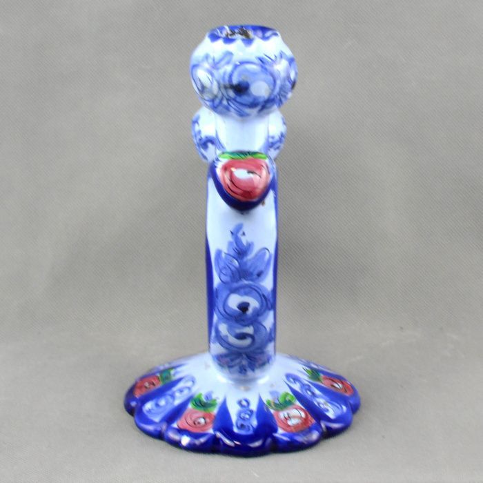 CASTIÇAL de 2 lumes em faiança da Vestal - Alcobaça