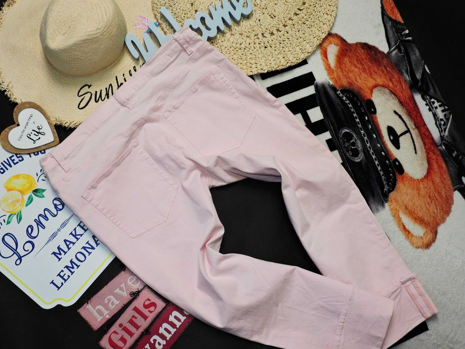 Michelle spodnie rybaczki jeans pudrowy róż r 46