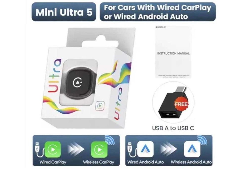 Carlinkit Mini Ultra 5 2AIR - Адаптер беспроводного CarPlay/Android