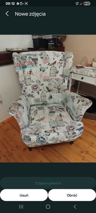 Fotel uszak vintage retro prowansalski