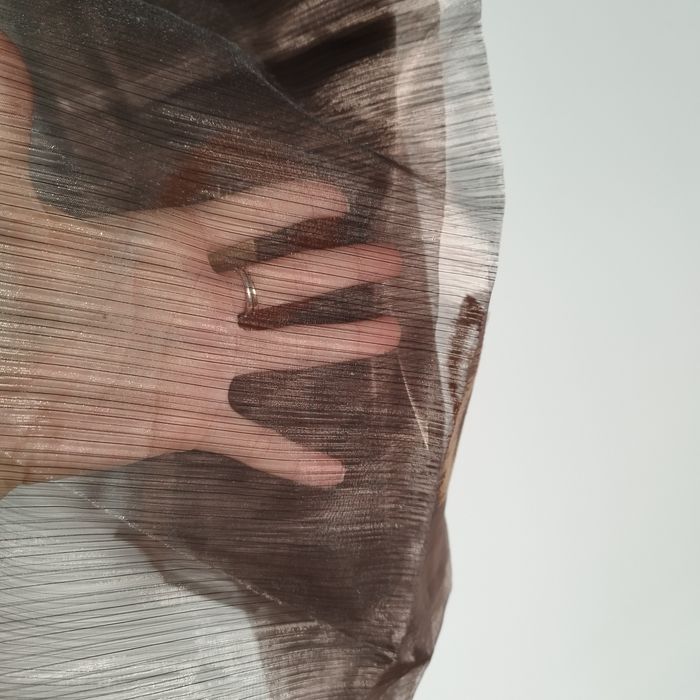 Brązowa firana firanka z metra organza duży kawałek