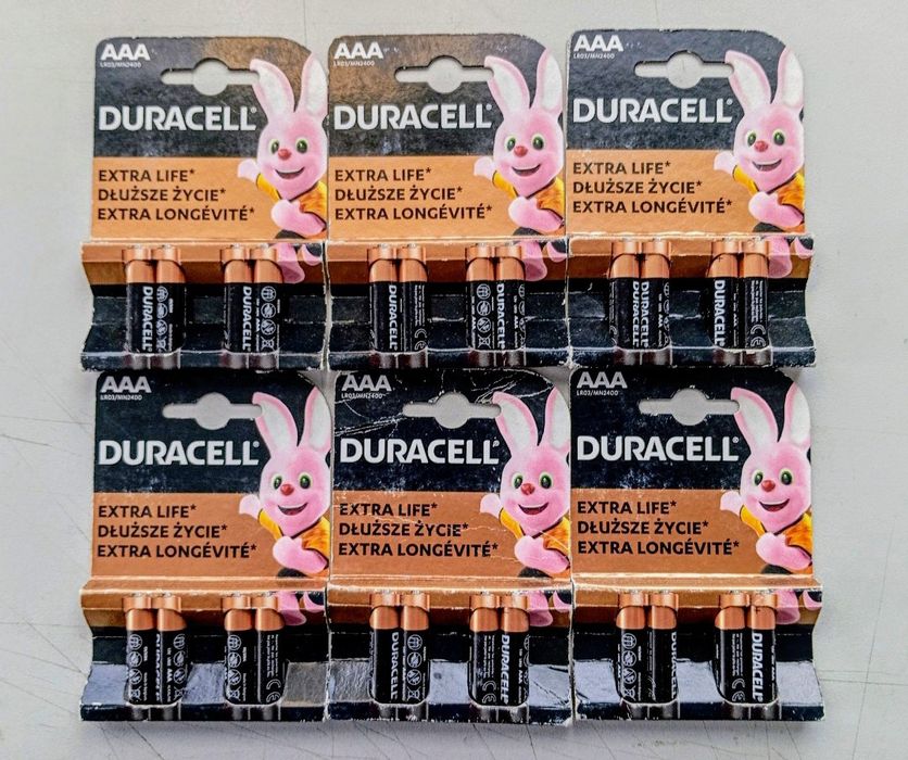 Duracell Extra Life AAA LR3 1.5V  Bateria alkaliczna  24 szt. 6 opk.