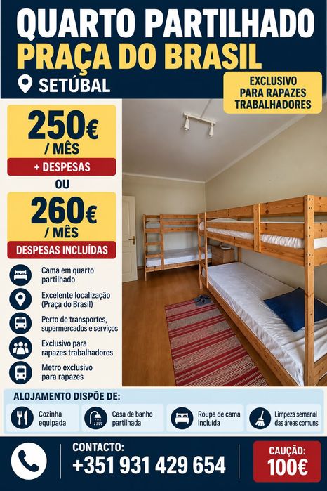 Aluga-se quarto compartilhado e individual