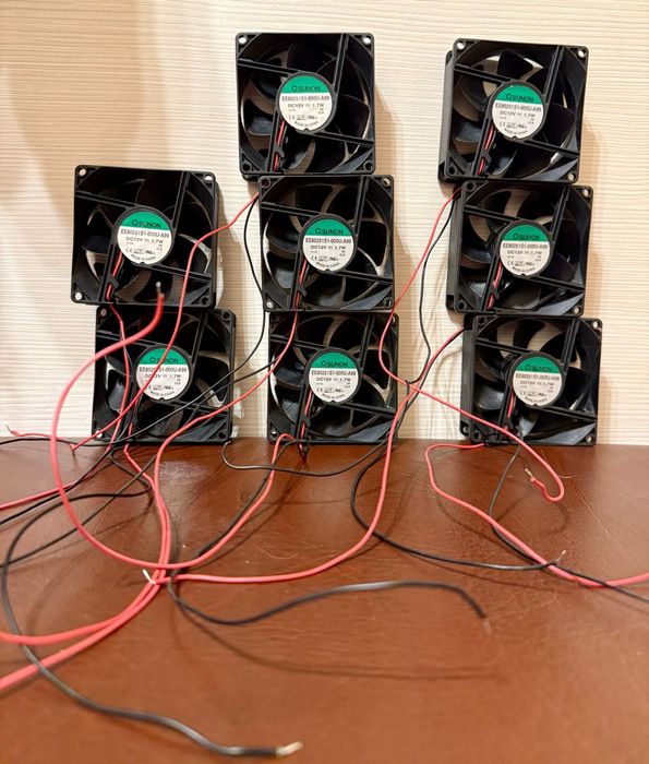 Кулеры Sunon 80x80x25 12V для корпуса, БП, DIY, 8 штук комплектом
