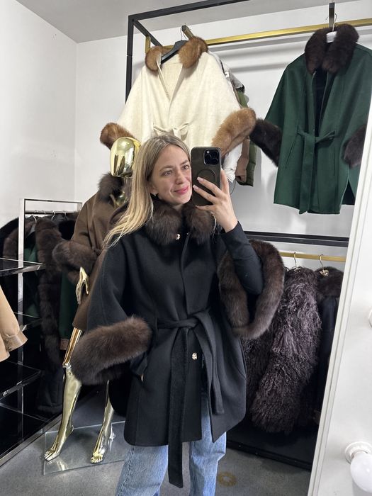 Пальто з хутром , пончо кашемір