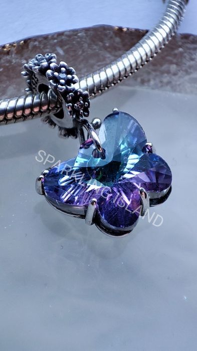 Charms zawieszka srebro 925 fioletowo niebieski motyl