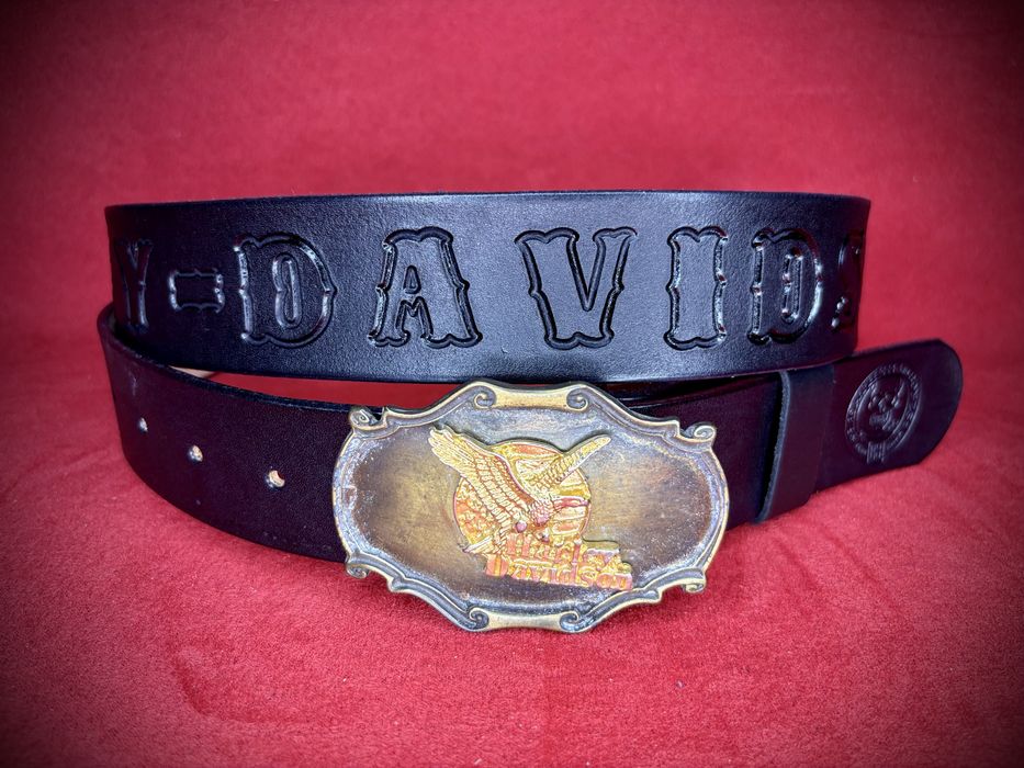 Pasek skórzany Harley Davidson handmade motocyklowy rock punk