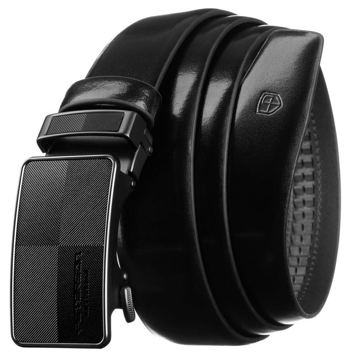 czarny pasek męski ze skóry naturalnej z automatycznąpeterson 125