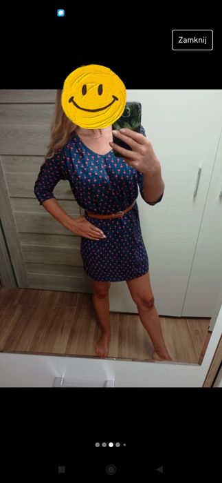 Sukienka granatowa w palmy