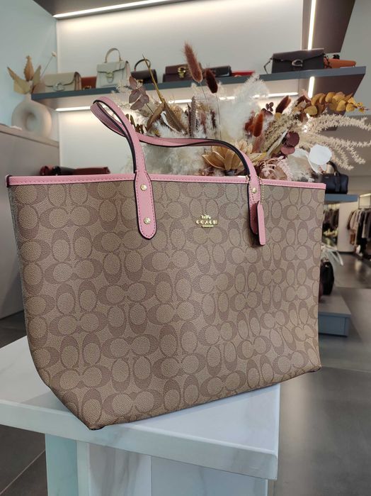Сумка Coach City Tote In Signature Canvas Light Brown/Pink