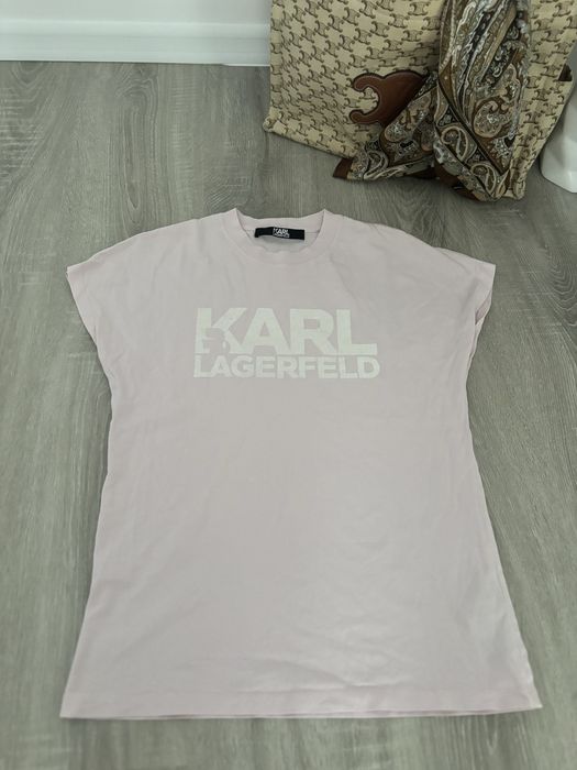 Różowy oryginalny tshirt bluzka Karl Kagerfeld S