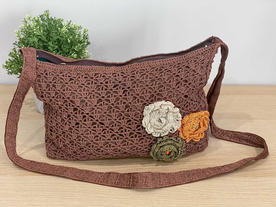 Torebka w kolorze brązowym, handmade