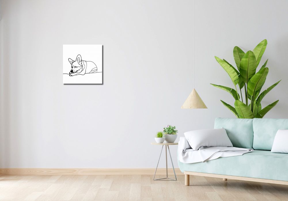 Obraz 40x40cm Śpiący Corgacz