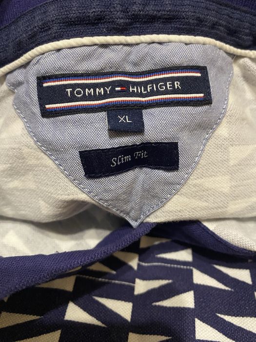 Поло Tommy Hilfiger XL синє з білим принтом