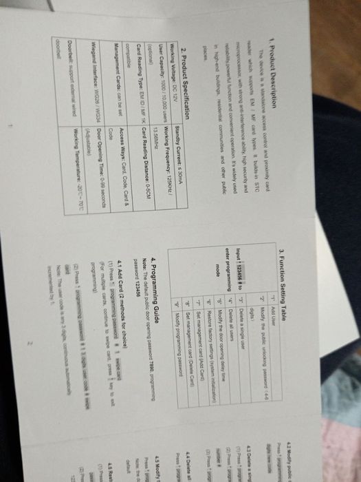 Клавиатура контроля доступа RFID tyua