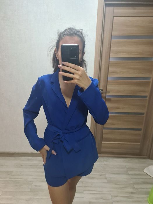 Костюм шорты и пиджак. Синего цвета