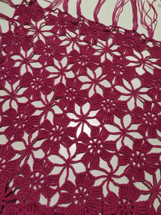 Chusta Różowa na szydełku ażurowa