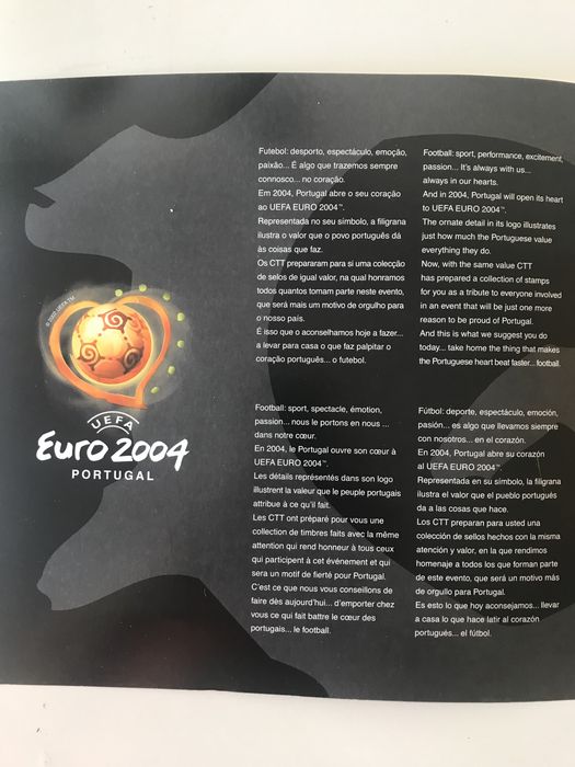 Filatelia Colecção de 9 Selos Postais relativos ao EURO 2004.