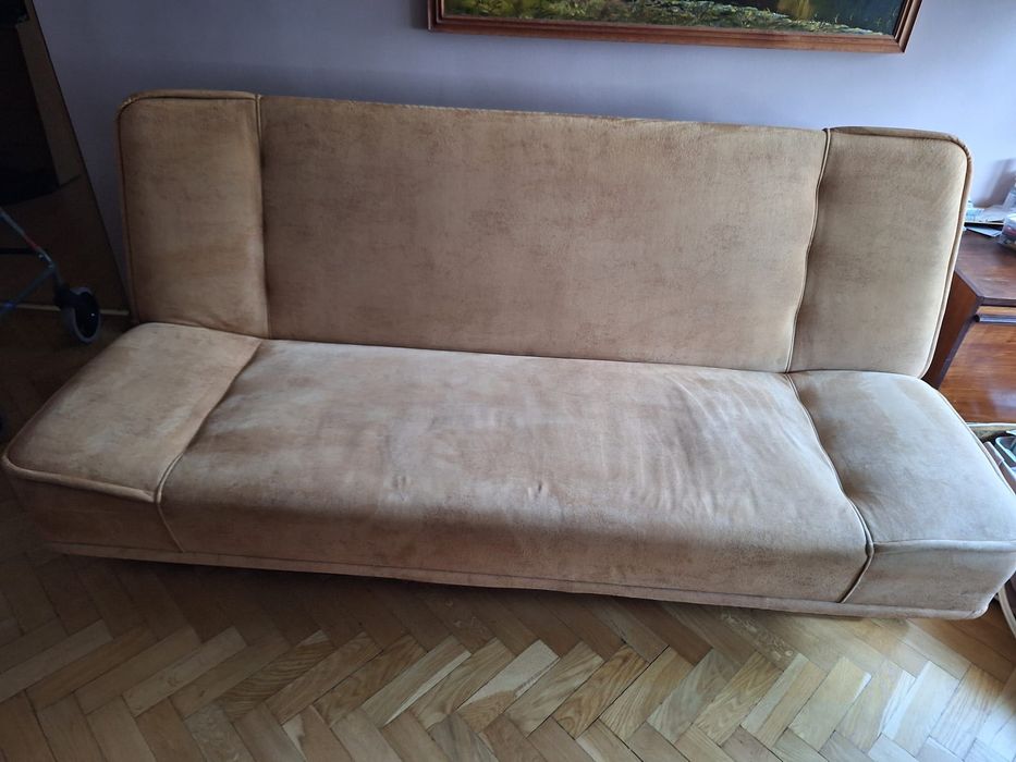 Kanapa jasna brąz/ beż rozkładana