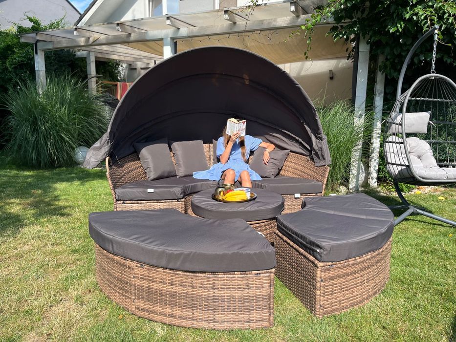 VENUS leżanka technorattan brąz leżak taras 210