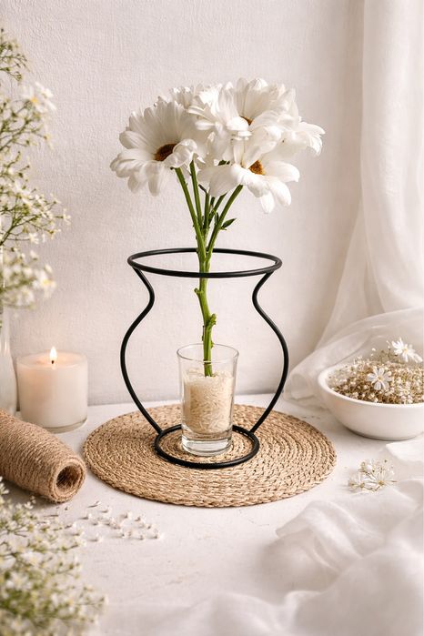 Силуэтная ваза. Металлическая 3Д ваза. Минималистичная ваза для декора