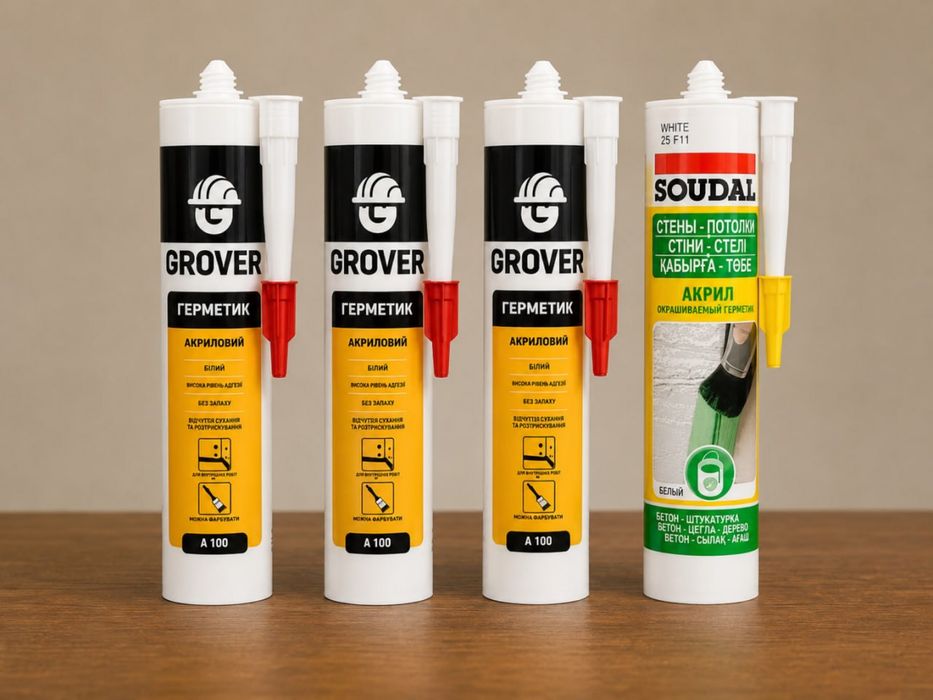 Акриловый герметик GROVER A100 + SOUDAL — 4 шт