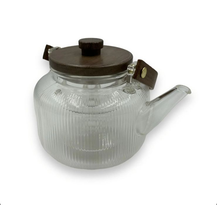 Чайник для заварювання Homla Elsie рифлений з дерев'яною ручкою 880 мл