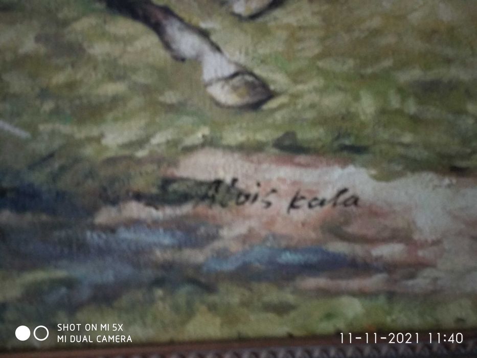 Obraz malowany na płótnie sygnowany batalistyczny