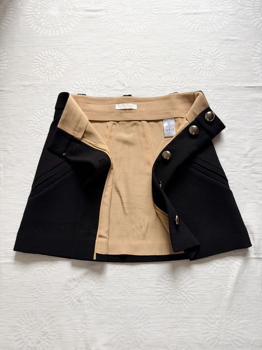 Chloe Wool-Crepe Mini Skirt A-Line Черная Шерстяная Мини Юбка Трапеция