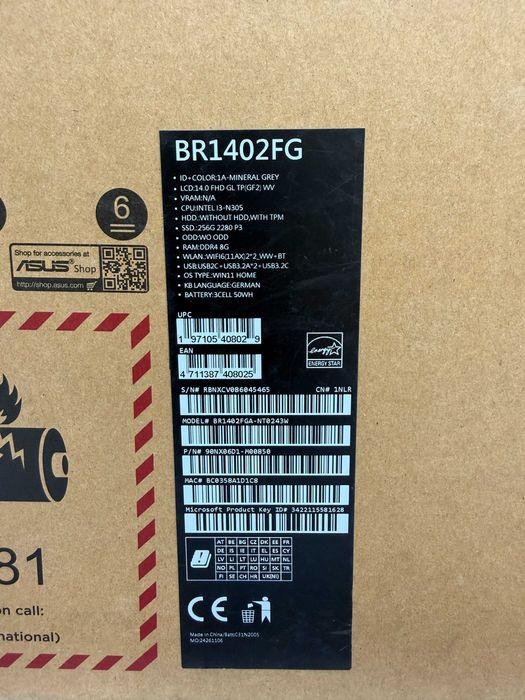 Ноутбук Asus BR1402FG x360 14" FullHD/i3-N305/16 RAM/256 SSD NEW