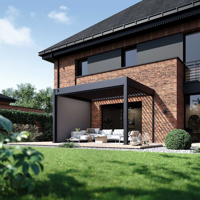 Pergola aluminiowa wolnostojąca. Zadaszenie żaluzjowe aluminiowe.